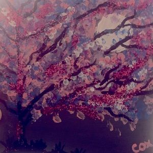 Mini cherry tree acrylic painting 6”X6”